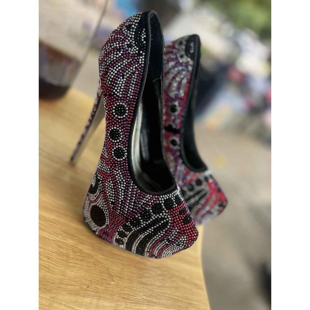 Alba Stiletto Platform Pump High Heel‎ Shoes Size 7 Rhinestones